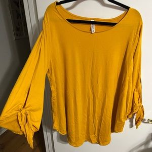 3X Zenana Premium mustard yellow shirt